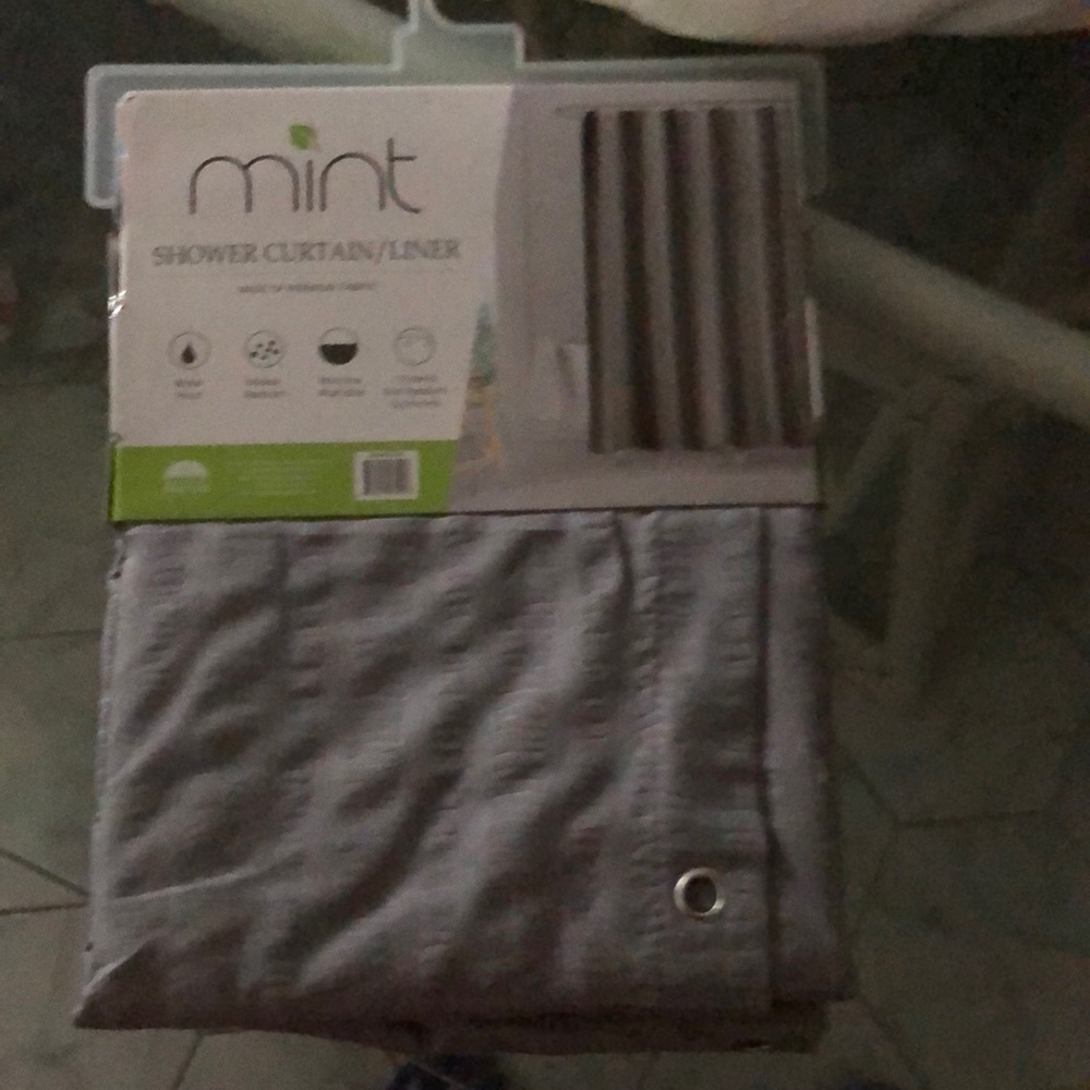 NEW- Mint Brand Shower Curtin in Grey